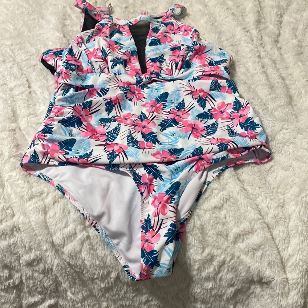 Flowers one peice bathing suit